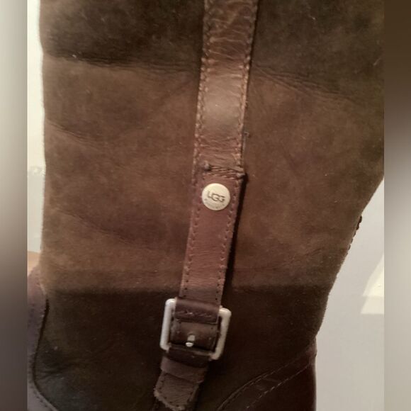 UGG BELLEVUE II SIZE 10 CONVERTIBLE BROWN LEATHER SHERPA LINED BOOTS - Picture 5 of 14